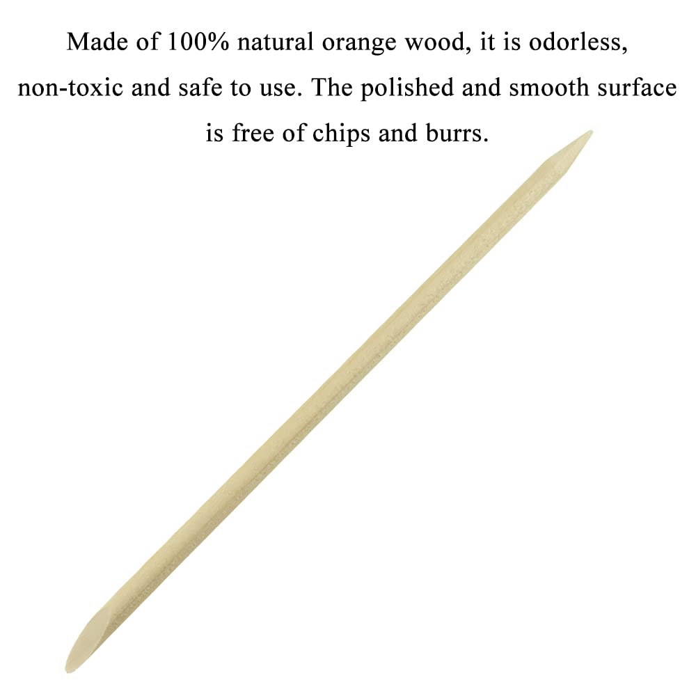 HAHIYO 4.5inches 100PCs Orange Wood Stick for Nail Wooden Nail Cuticle Pusher Stick Double Sided Cuticle Remover Manicure Pedicure Pusher Stick Wood Cuticle Stick for Nail Manicure Tool Nail Cleaning