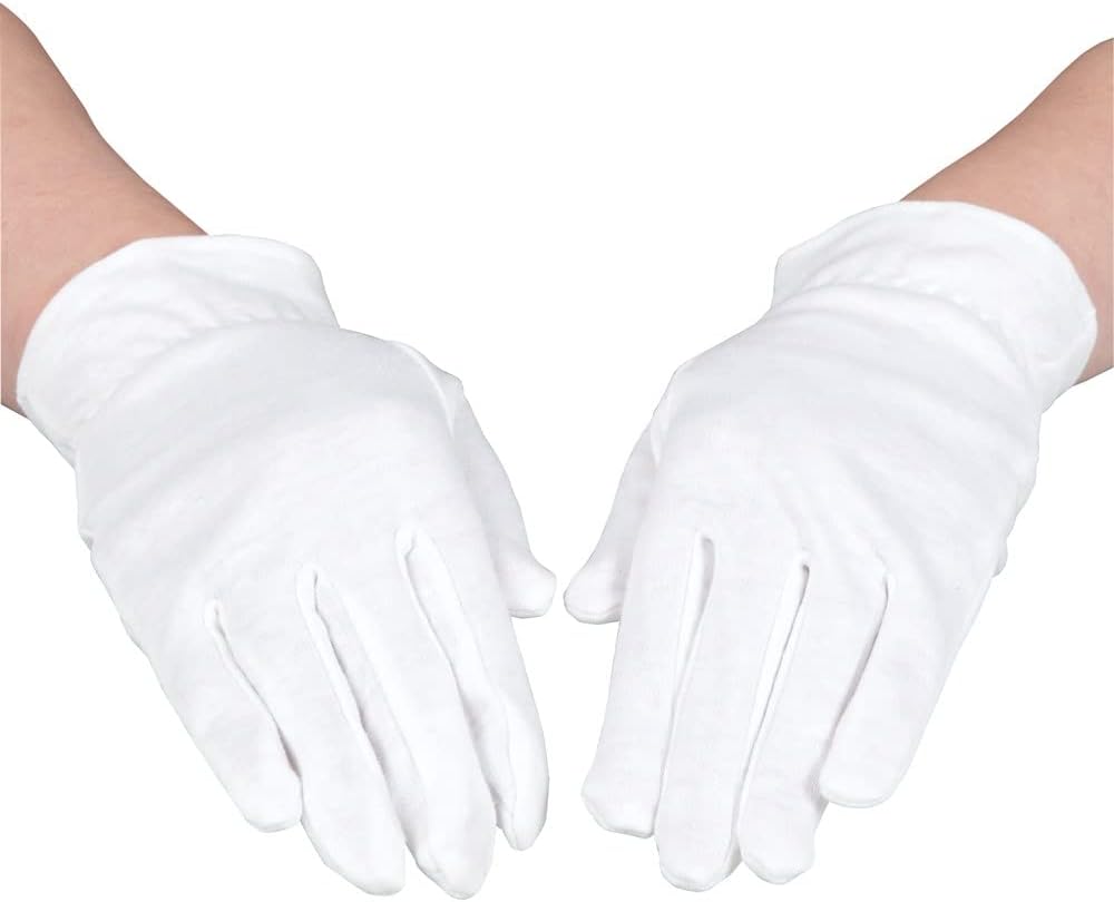 ForPro Professional Collection Premium Cotton Gloves, 7 Pairs White for Moisturizing Hands Overnight, Inspection Cloth Quality, Eczema Dry Sensitive Skin Spa Therapy, Elastic Wristband