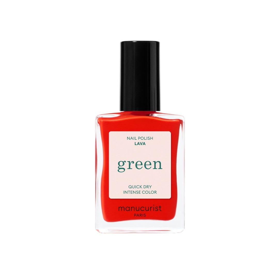 Manucurist Green Lava - Classic Red Orange - Red Nail Polish - 9-Free, Vegan and Plant-Based - Non Toxic - Made in France - 0.5 fl oz