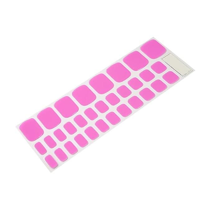 Semi Cured Gel Nail Strips - 32 pcs Gel Pedicure Stickers, Easy to Apply & Remove Toenail Stickers, Salon Quality at Home & Long Lasting - UV Nail Lamp Required - Dark Pink P