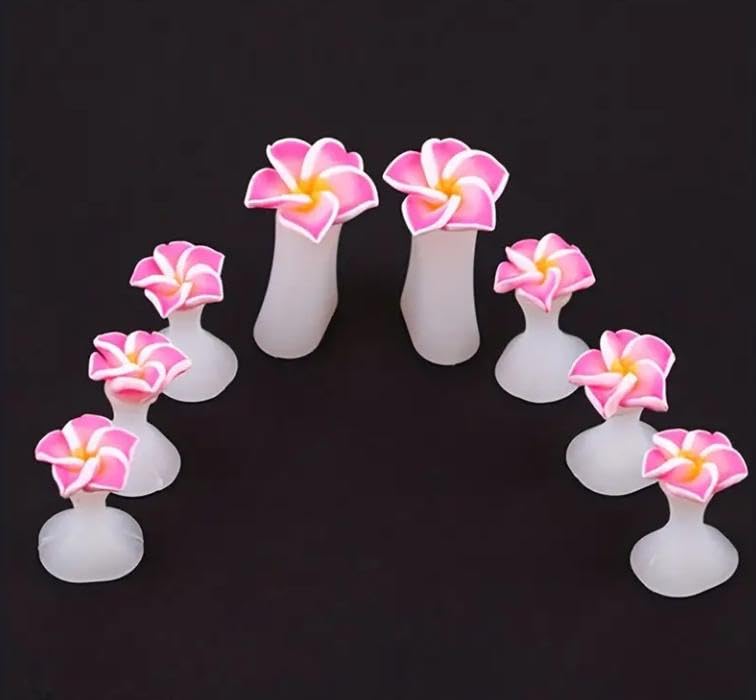 16pcs Toe Separators for Nail Polish, Toe Spacers for Feet Apply Nail Polish During Pedicure(8pcs Black Flower+8pcs Pink Flower)