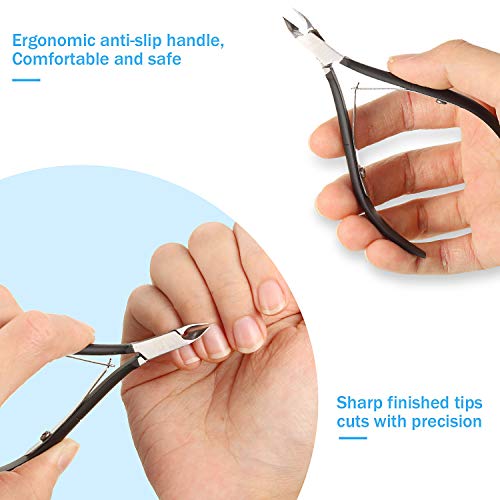 8 Pieces Cuticle Trimmer Stainless Steel Cuticle Nippers Pointed Blade Dead Skin Cutter Clipper Remover Scissors Manicure Tools for Fingernails and Toenails(Black)