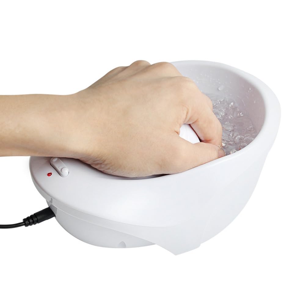 Healifty Electric Nail Bubble Spa Hand Bowl for Manicure and Polish Soak off with Massage Function 8.07X5.7X3.54 Inches for Home and Salon Use
