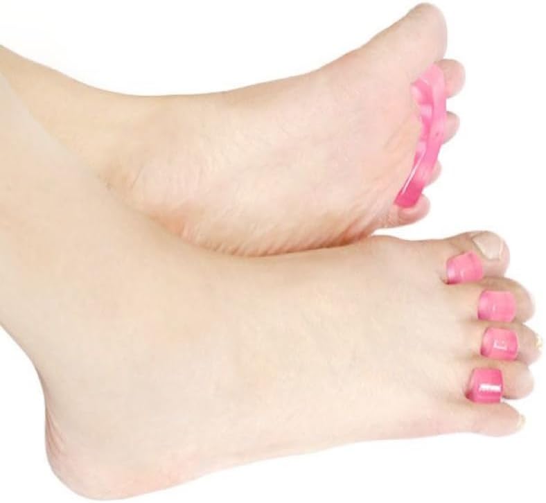 4Pcs Pink Toe Separators for Pedicure, Gel Toe Spacers for Men and Women Suitable for Overlapping Toes, Bunions, Hammer Toe, Soft Toe Spreader for Separating Toenails or Nails, Tools