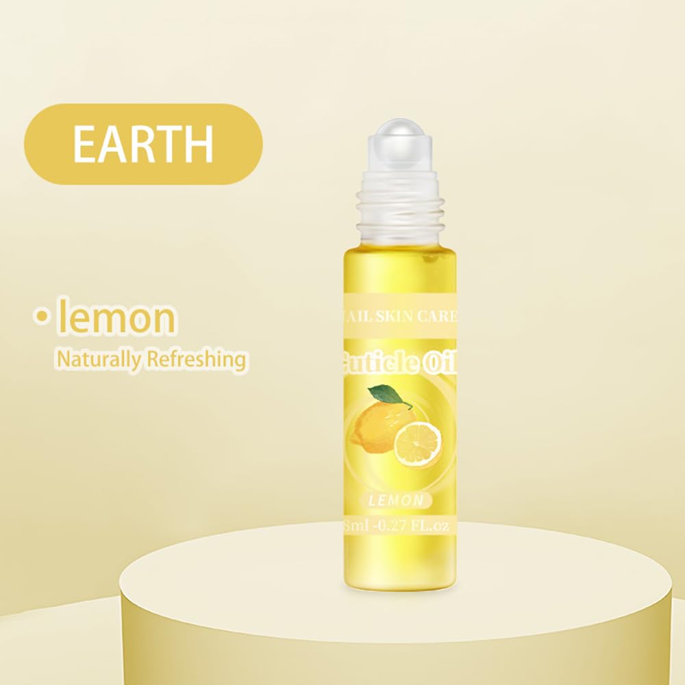 8ml/0.27 FL.oz Cuticle Oil Roller Nourishing Moisturizing Roll On Cuticle Oil for Convenient Portable Nail Rollerball for On the Go Hydration and Care(Lemon&Green Tea)