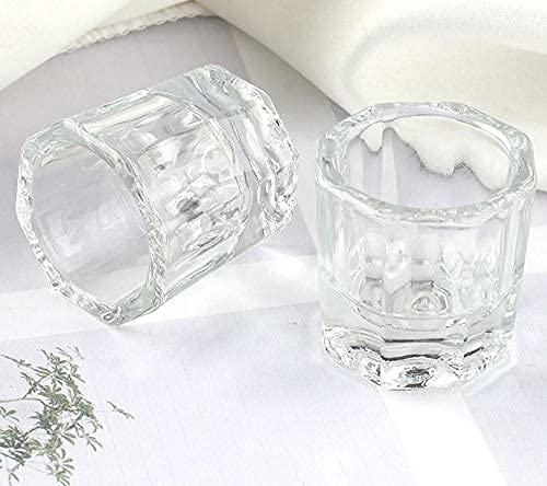 PandaSpa 2 Pieces Dappen Dish Crystal Bowl Glass Acrylic Nail Liquid Powder Nail Art (Pack of 4)