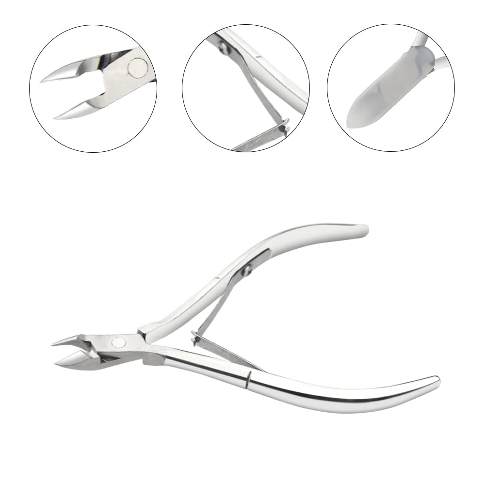 8-Piece Cuticle Trimmer Set - Cuticle Nipper, Remover, Cutter with Pusher - Stainless Steel Nail Tools for Fingernails and Toenails (Silver)