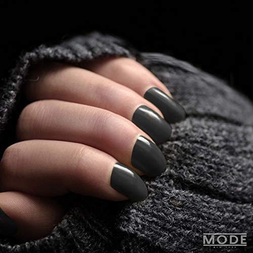 MODE Dark Gray Charcoal Nail Polish Long Lasting Fade Free Nail Lacquer Color, Nourishing Chip Resistant Strengthening Protection, Vegan, Pro Wide Brush, Made in NY, 7 Soir Le Vernis Throwing Shade