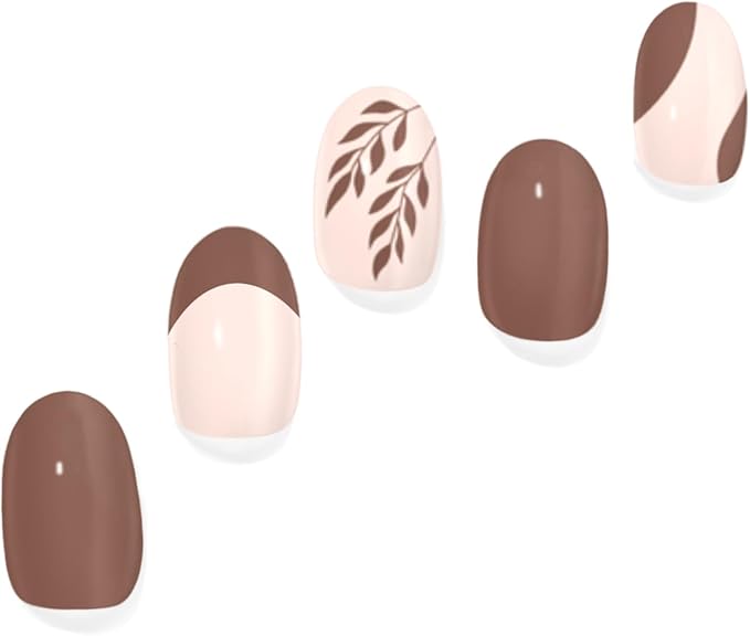 Semi Cured Gel Nail Strips with 30 Pieces - Salon Quality Manicure Kit for Women Easy Application Wraps Includes Prep Pads Nail File Wooden Stick, UV Light Required (Beige Bloom)