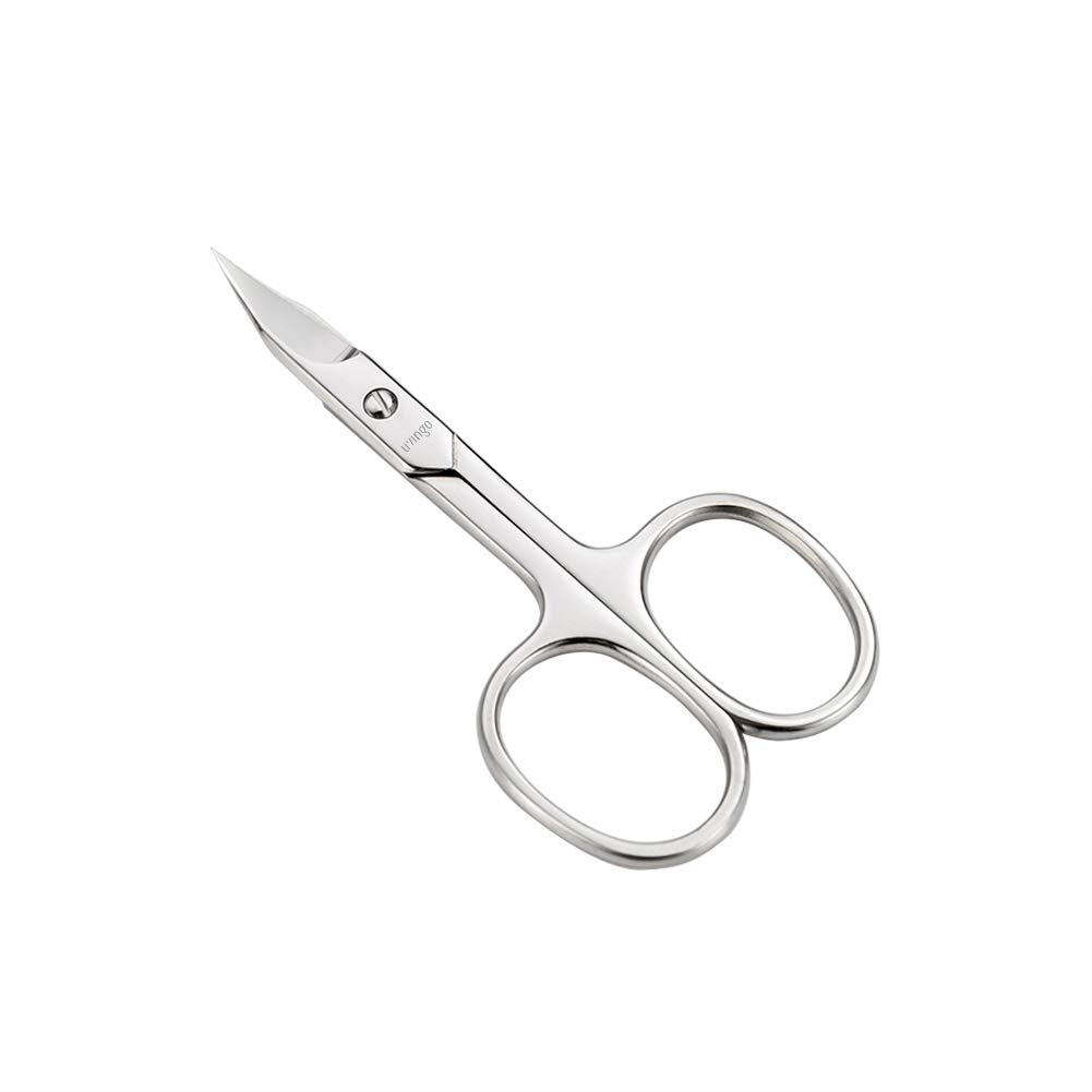LIVINGO Premium Manicure Nail Scissors Multi-purpose Stainless Steel Cuticle Pedicure Beauty Grooming Kit for Eyebrow, Eyelash, Dry Skin Curved Blade 3.5 inch
