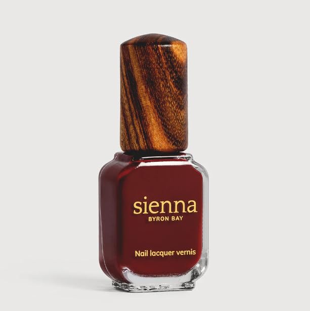 Sienna Byron Bay Sacred, Dark Red Natural Nail Polish, Long-Lasting, Vegan & Cruelty-Free, 10ml – .34 fl oz.