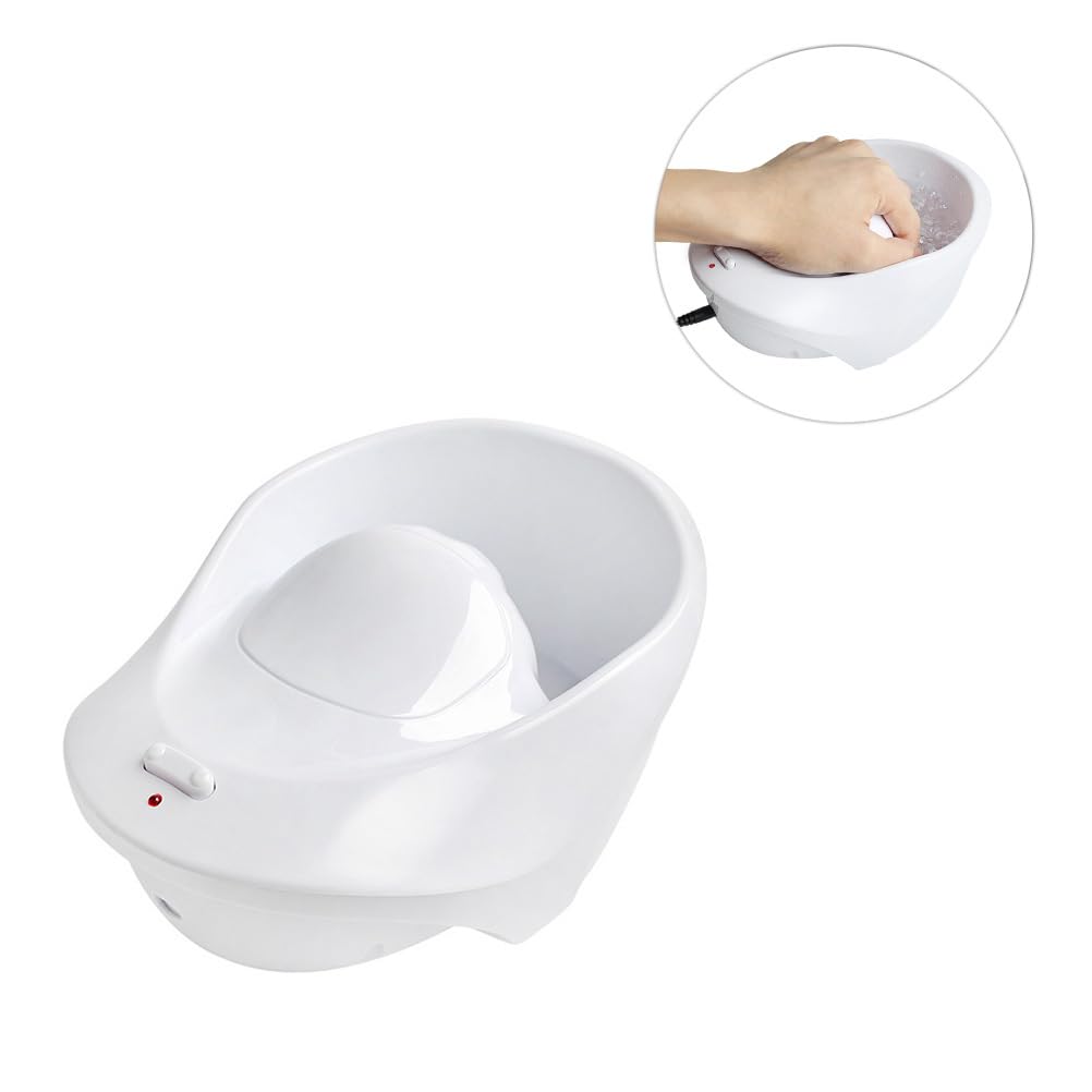 Healifty Electric Nail Bubble Spa Hand Bowl for Manicure and Polish Soak off with Massage Function 8.07X5.7X3.54 Inches for Home and Salon Use