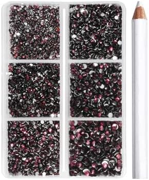 Beadsland 7200pcs Flatback Rhinestones,Burgundy Rhinestone Nail Gems Round Crystal Rhinestones for Crafts,Mixed 6 Sizes with Wax Pencil Kit, SS3-SS10,Amethyst