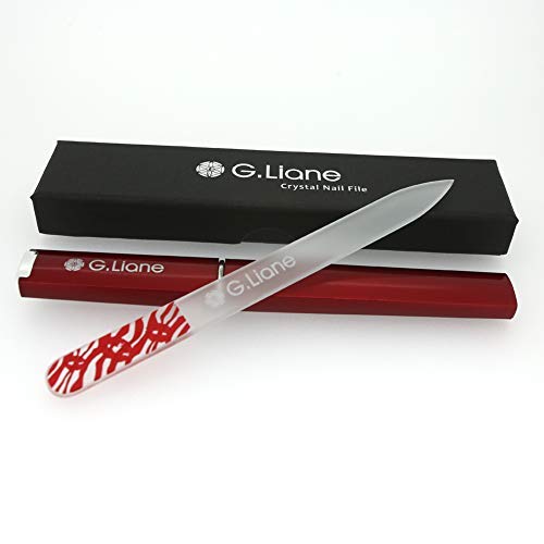 Premium Glass Nail File with Case G.Liane Professional Crystal Fingernail Files Perfect Manicure Set for Women Men Kids Nail Care Gift Se(Red)