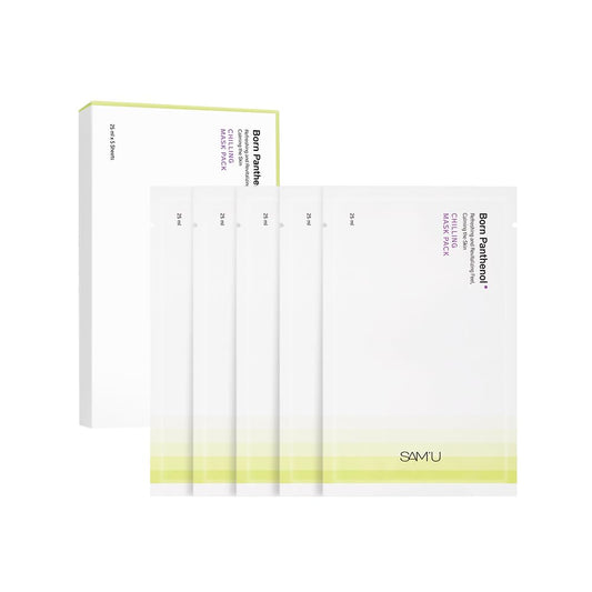 SAM'U Born Panthenol Chilling Mask – Korean Facial Sheet Mask with Birch Sap & Xylitol for Deep Hydration – Soothing & Cooling Face Mask, Vegan Korean Glass Skin Care Face Mask (5 Sheets)