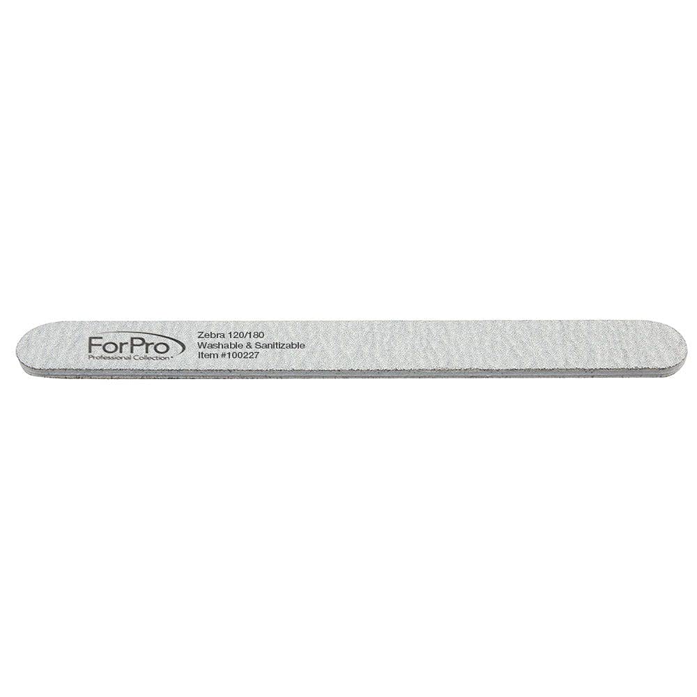 ForPro Zebra Foam Board, 120/180 Grit, Double-Sided Manicure Nail File, 7” L x .75” W 50-Count