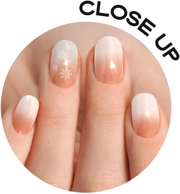 Semi Cured Gel Nail Strips with 30 Pieces - Salon Quality Manicure Kit for Women Easy Application Wraps Includes Prep Pads Nail File Wooden Stick, UV Light Required (Snow Flake)