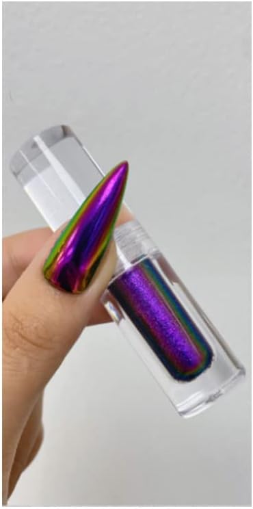 Chrome Nail Powder Liquid Holographic Mirror Effect Aurora Laser Nail Glitter Gel Nail Polish for Nail Art Manicure DIY Decoration