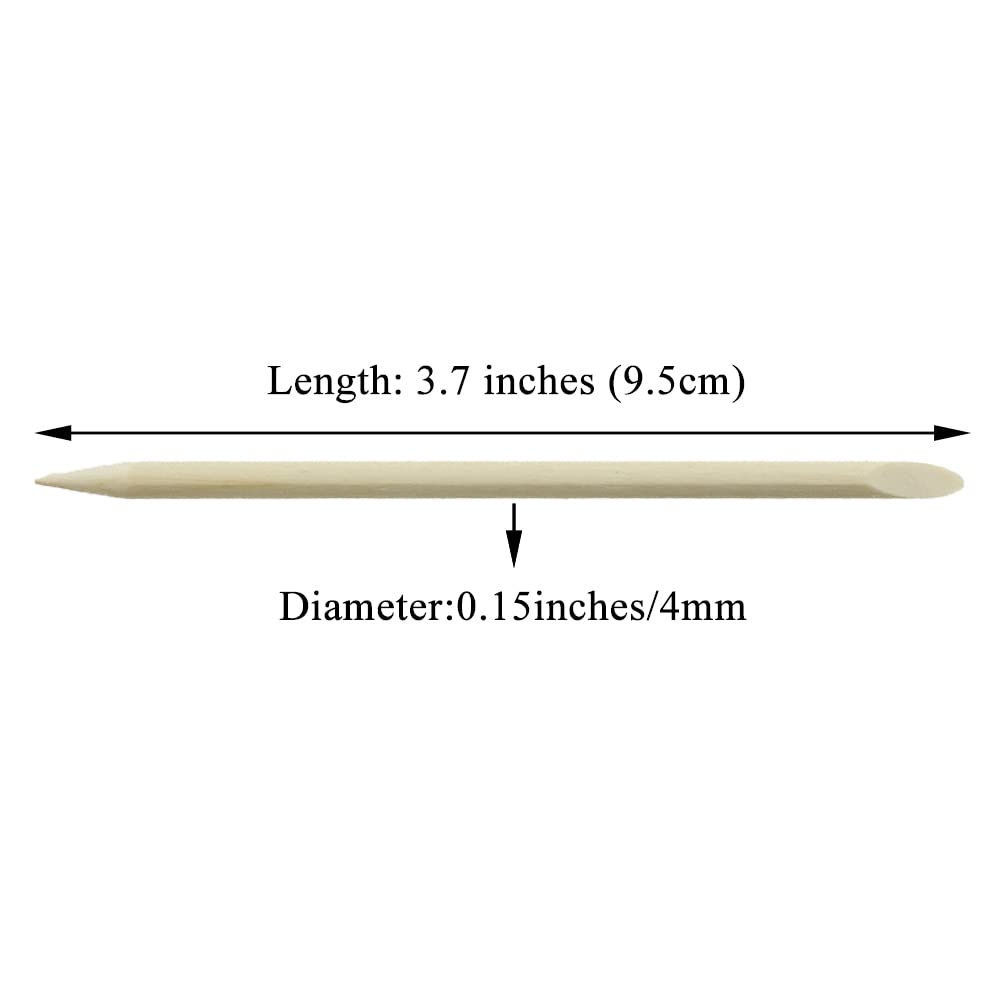 HAHIYO 3.7 inches 100PCs Natural Wood Double-Ended Cuticle Pusher Stick - Mini Orange Wood Stick for Nail Care, Manicure, and Pedicure - Effective Nail Cuticle Remover and Cleaning Tool Set