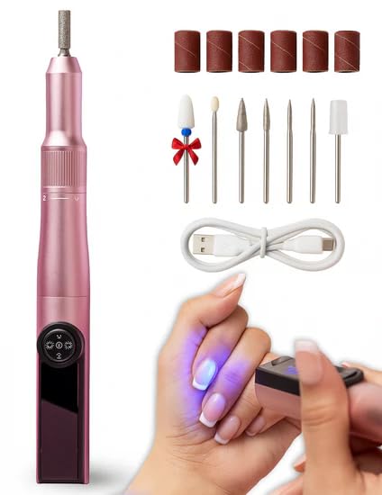 Toes & Nails Professional Electric Nail Drill, 35000 RPM, UV Lamp Combo, Pink