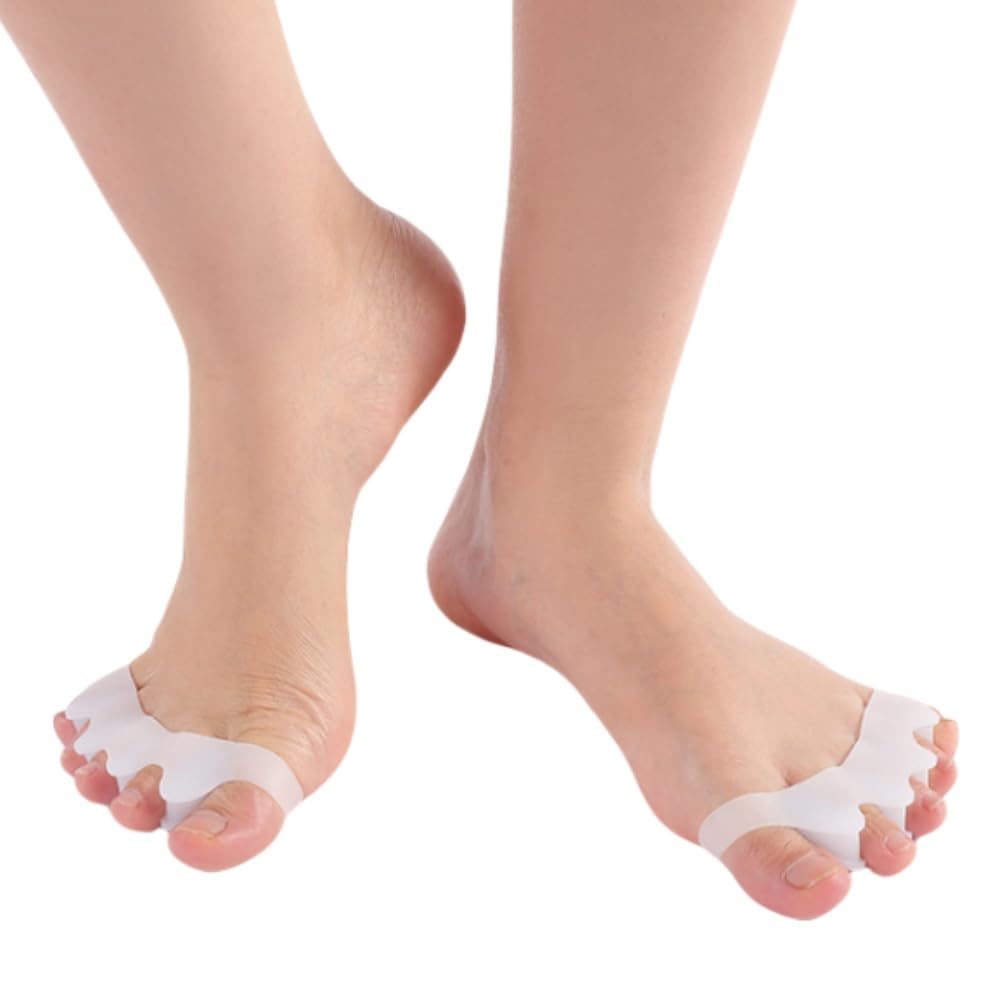 2 Pcs Toe Separators for Women & Men - Silicone Children Newborn Adult Toe Spacers for Overlapping Toes, Bunions, Hammer Toe, Toe Straightener for Foot Pain Relief ([3 months - 4 years old] White)