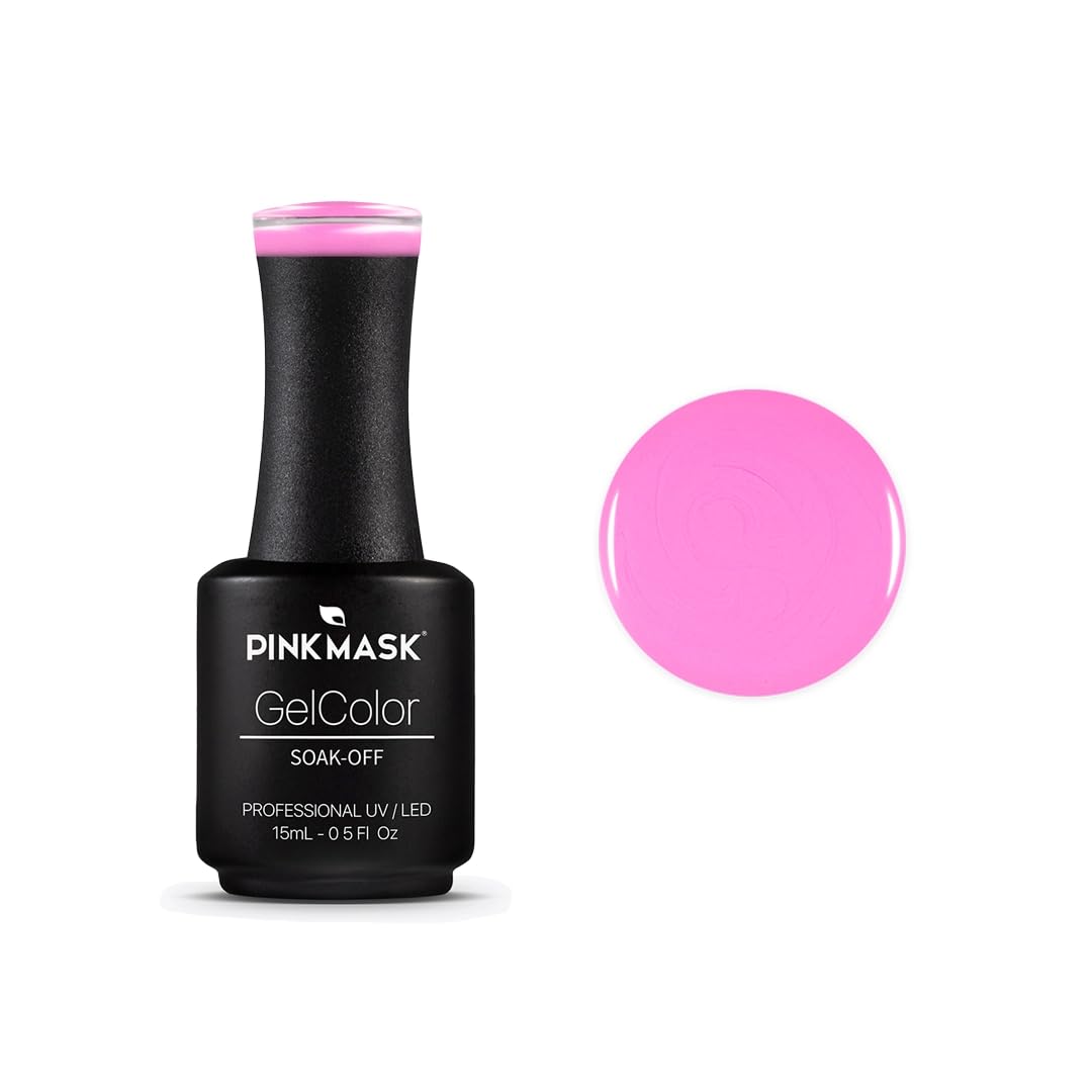 PINK MASK Gel Color Nail Polish Girl Power 15ml / o.5 oz - UV/LED Gel Polish, Non Wipe, Long Lasting, Soak Off Formula