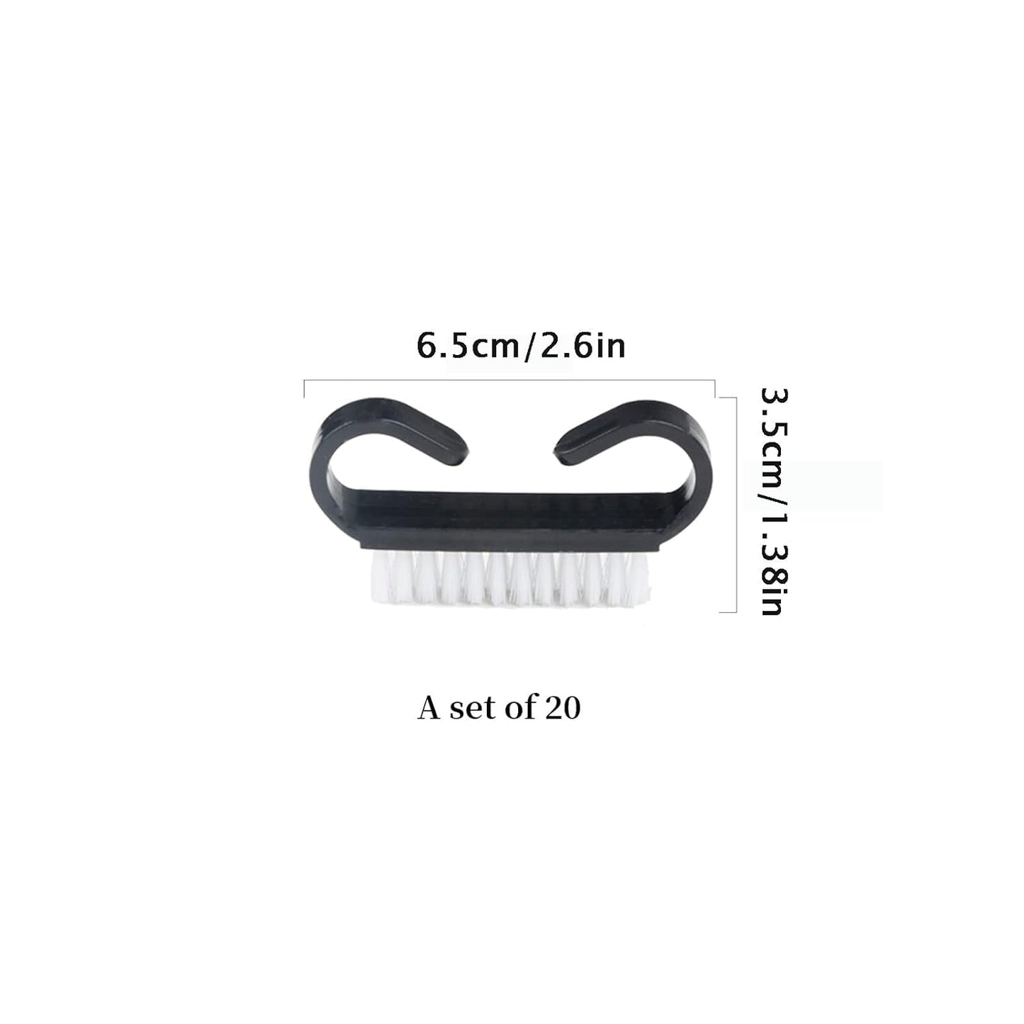 Nail Cleaning Brush- 20 Pcs Home Plastic Nail Brushes with Black Handle Grip Fingernial Brush Cleaner Travel Portable Nail Art Manicure Tools for Toes and Nails