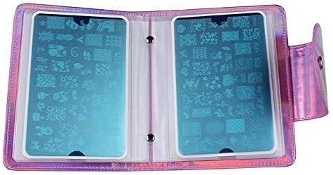 20 Slots Image Stamper Plate Collection Nail Art Stamp Plate Stamping Plates Cases Stamp Nail Template Organzier for Large Size 9.5X14.5CM Nail Art Plates (Pink)