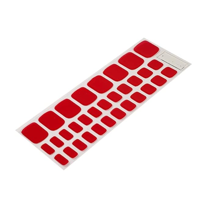 Semi Cured Gel Nail Strips - 32 pcs Gel Pedicure Stickers, Easy to Apply & Remove Toenail Stickers, Salon Quality at Home & Long Lasting - UV Nail Lamp Required - Red P