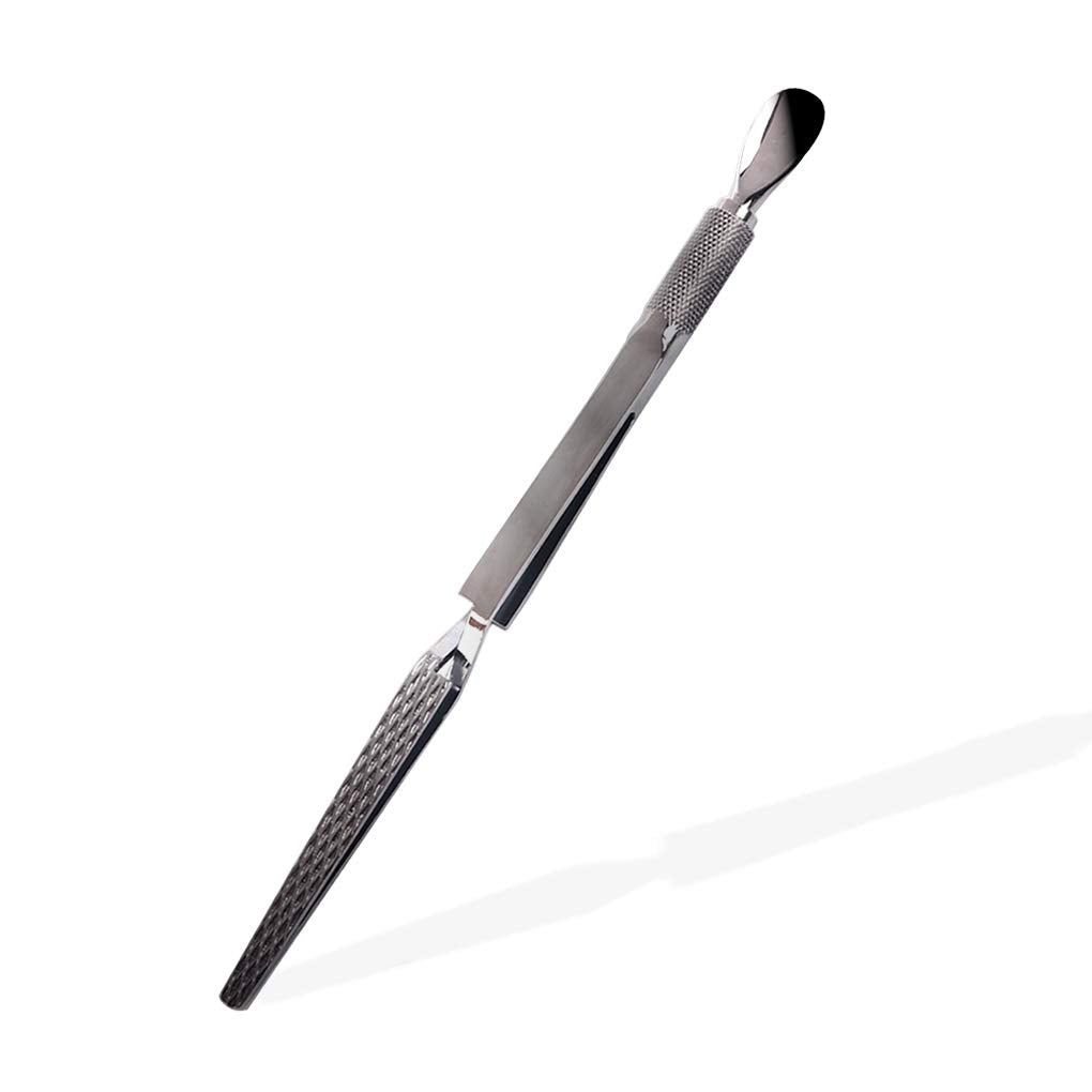 SILPECWEE 1Pc Metal Nail Cuticle Pusher C Curve Nail Pinching Clips Nail Pusher Fingernail Scraper False Nail Shaping Tweezers Gel Nail Polish Remover Multi-Function Manicure Tools