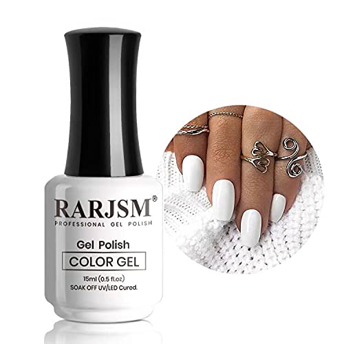 RARJSM Pure White Gel Nail Polish 15ml Soak Off UV LED Nail Gel Polish Nail Art French Manicure Solid White Salon DIY at Home Curing Required 1 Piece Single Bottle 0.5 Fl.oz