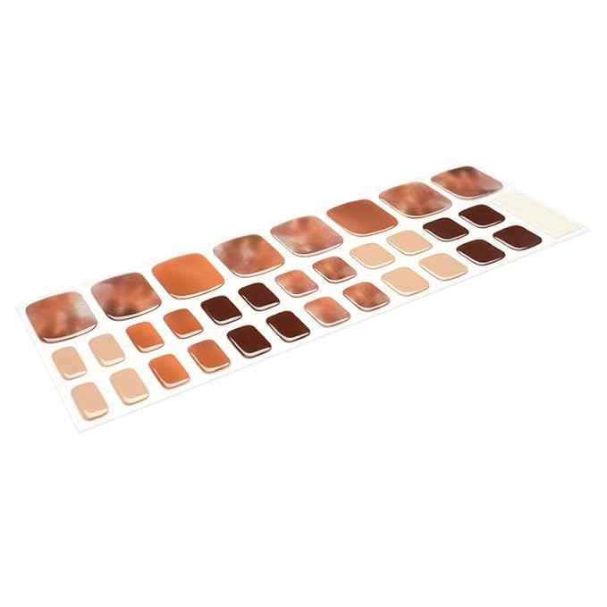 Semi Cured Gel Nail Strips - 32 pcs Gel Pedicure Stickers, Easy to Apply & Remove Toenail Stickers, Salon Quality at Home & Long Lasting - UV Nail Lamp Required - Dark Marble P
