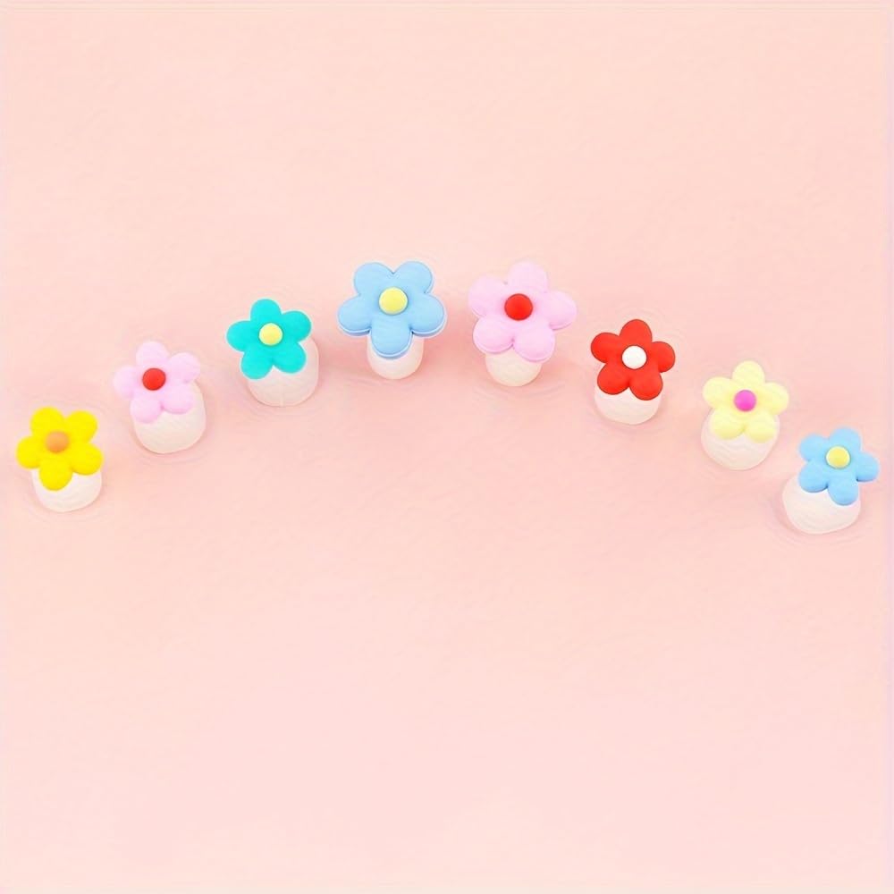 8pcs Toe Separator for Nail Polish Pedicure, Silicone Toe Spacers for Feet (8 Small Red Flowers)