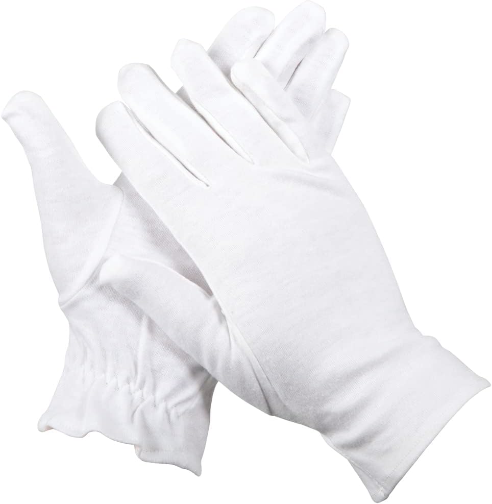 ForPro Professional Collection Premium Cotton Gloves, 7 Pairs White for Moisturizing Hands Overnight, Inspection Cloth Quality, Eczema Dry Sensitive Skin Spa Therapy, Elastic Wristband
