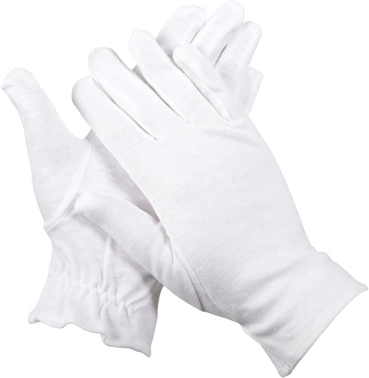 ForPro Professional Collection Premium Cotton Gloves, 7 Pairs White for Moisturizing Hands Overnight, Inspection Cloth Quality, Eczema Dry Sensitive Skin Spa Therapy, Elastic Wristband