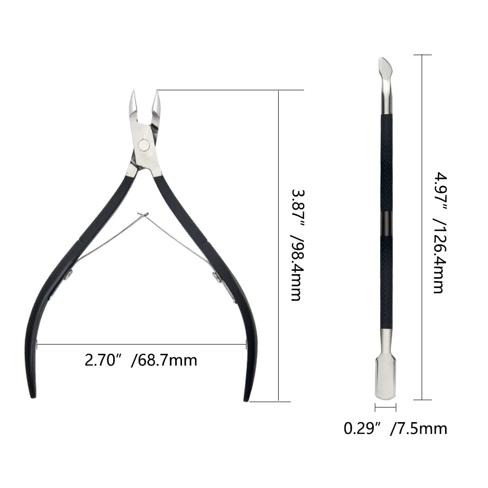 8Pieces Cuticle Trimmer Cuticle Nipper Cuticle Remover Cuticle Cutter with Cuticle Pusher Stainless Steel Cuticle Cutter Clipper Nail Tools for Fingernails and Toenails (Black)