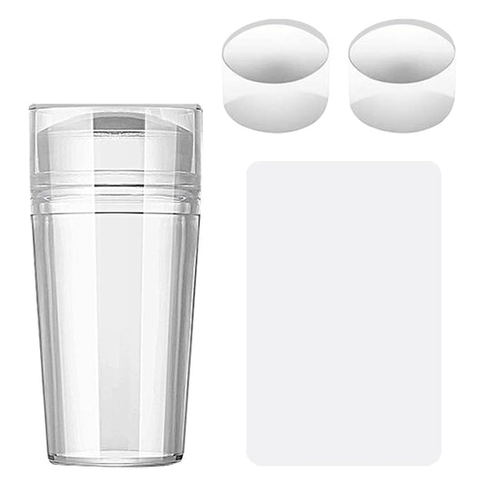 BESARME 4 in 1 Nail Art Stamper Set, 1 Pcs Nail Art Stamper with 2 Pcs Silicone Heads and 1 Scraper Manicure Nail Art Tool with Scraper for DIY Nail Decor