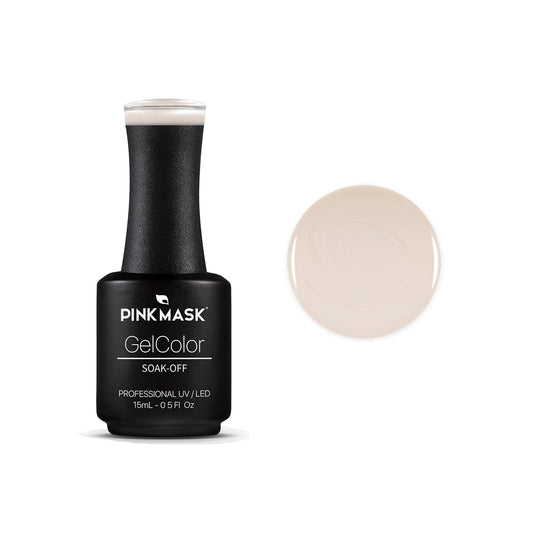 PINK MASK Gel Color Nail Polish Naked Ivory 15ml / o.5 oz - UV/LED Gel Polish, Non Wipe, Long Lasting, Soak Off Formula