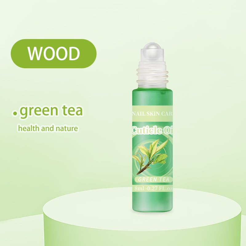2pcs Cuticle Oil Roller Nourishing Moisturizing Roll On Cuticle Oil for Convenient Portable Nail Rollerball for On the Go Hydration and Care (rose&green tea)