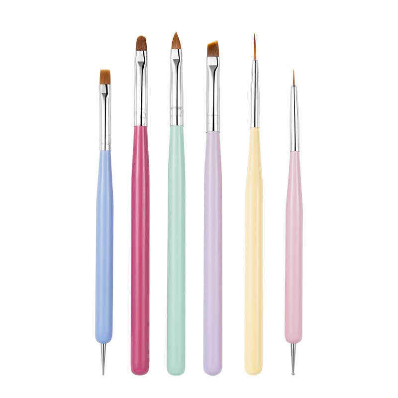 6 PCS Nail Art Brushes Set, Nail Painting Brushes Nail Art Liner Brushes and Nail Art Dotting Pens, H - 6PCS