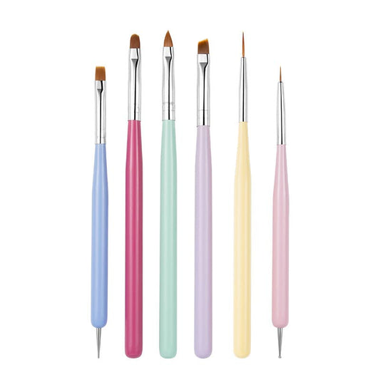 6 PCS Nail Art Brushes Set, Nail Painting Brushes Nail Art Liner Brushes and Nail Art Dotting Pens, H - 6PCS