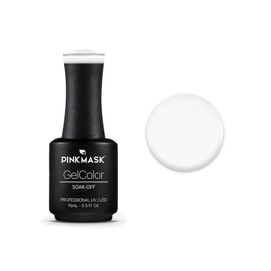 PINK MASK Gel Color Nail Polish White Tips 15ml / o.5 oz - UV/LED Gel Polish, Non Wipe, Long Lasting, Soak Off Formula
