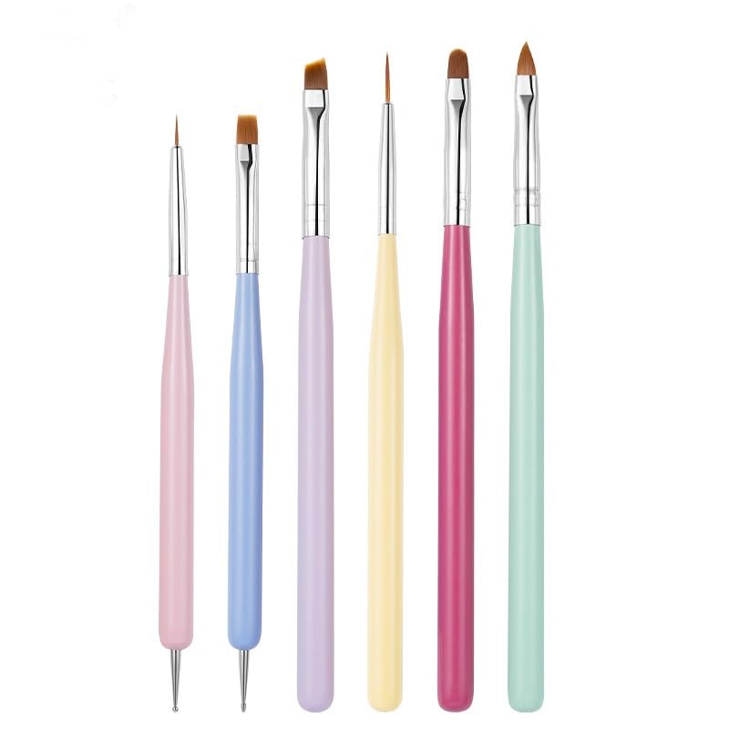 Nail Art Brushes 6Pcs - Painting, Liner, Dotting Pens for Salon