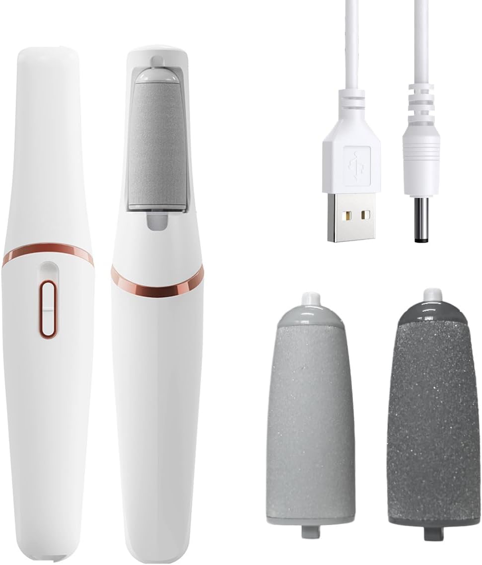 Electric Callus Remover for feet,Rechargeable Foot Callus Remover -2 Speed Adjustable,Coarse & Fine Roller - Electric Hard Skin Removal for Feet-Smooth feet in Seconds for Women & Men (White)