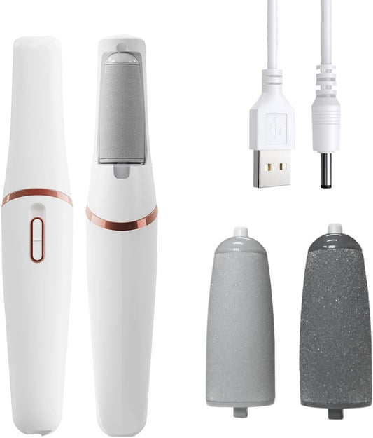 Electric Callus Remover for feet,Rechargeable Foot Callus Remover -2 Speed Adjustable,Coarse & Fine Roller - Electric Hard Skin Removal for Feet-Smooth feet in Seconds for Women & Men (White)