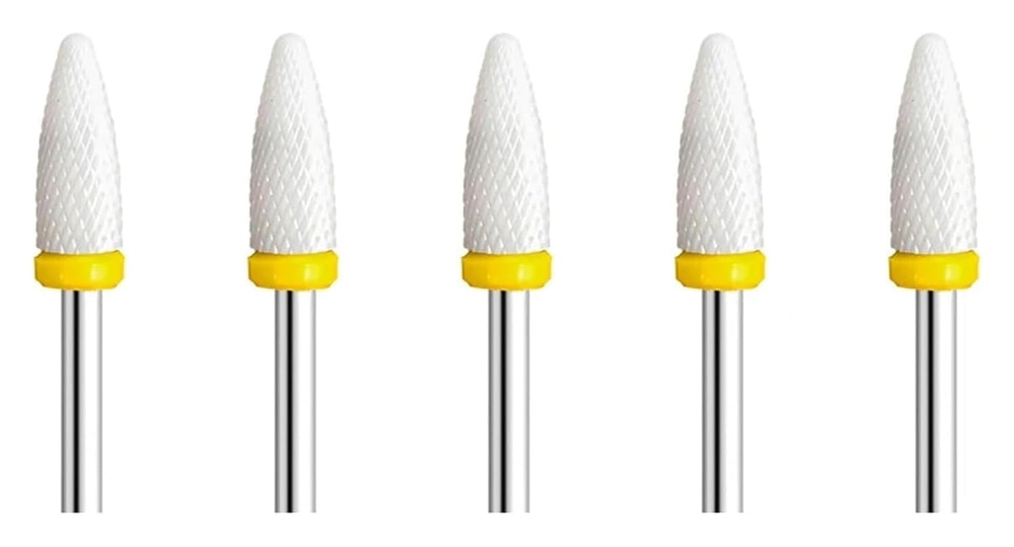 WWJN 5Pc Ceramic Nail Art Drill Bits Rotary Cutter Clean Apparatus for Manicure Nail Milling Machine Accessories Removal Nail Gel Tool