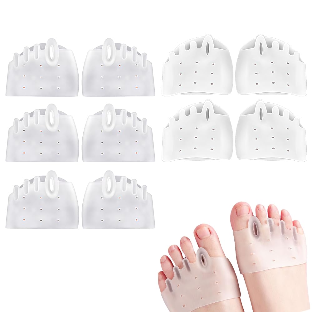 5 Pair Silicone Toe Separators, Breathable Soft for Preventing Rubbing and Relieve Pressure, High Elasticity, Shock Absorption Pressure Relief(3 Pair Transparent, 2 Pairs White)