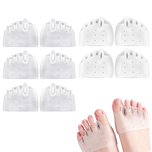 5 Pair Silicone Toe Separators, Breathable Soft for Preventing Rubbing and Relieve Pressure, High Elasticity, Shock Absorption Pressure Relief(3 Pair Transparent, 2 Pairs White)