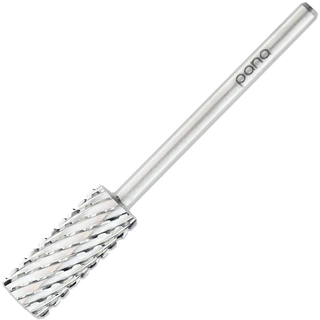 PANA Nail Carbide Cylinder Bit - Two Way Rotate use for Both Left and Right Handed - Fast remove Acrylic or Hard Gel - 3/32" Shank - Manicure, Nail Art, Drill Machine (2X Coarse, Silver)
