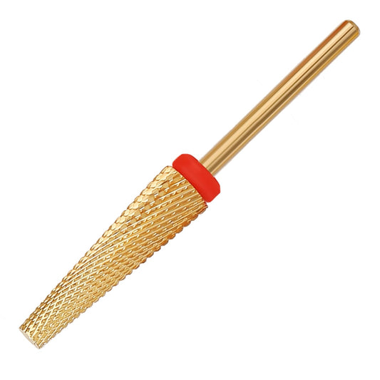 Super Long 5 in 1 Nail Drill Bits, Professional 3/32'' Carbide Tungsten Two Way Rotary Advanced Safety Bits, Fast Remove for Manicure Pedicure Cuticle Acrylic Nails (Gold, Fine-F)